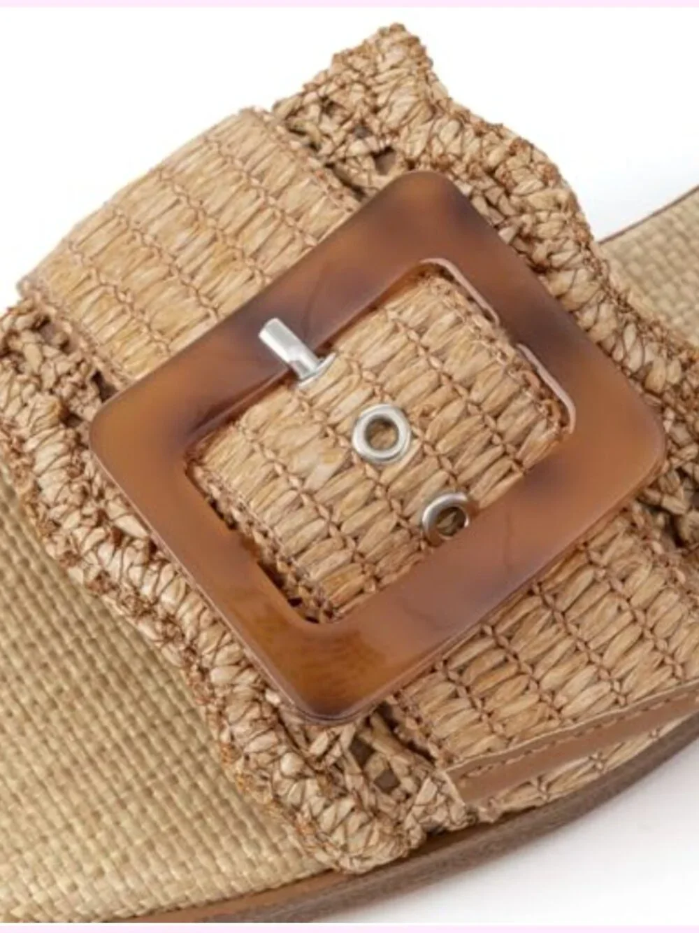 Women's Raffia Square Toe Slide Sandals - Flat Woven Summer Beach